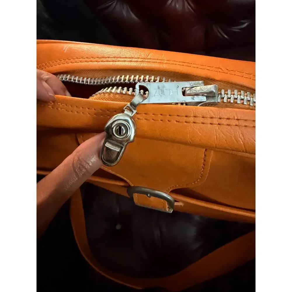 Vintage 70s Samsonite Royal Traveller Sidekicks Orange Vinyl Travel Shoulder